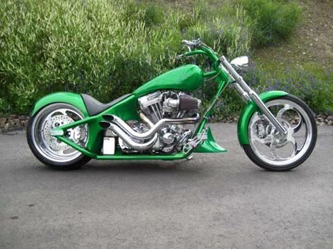 Clean and Green Chopper Motorcycle